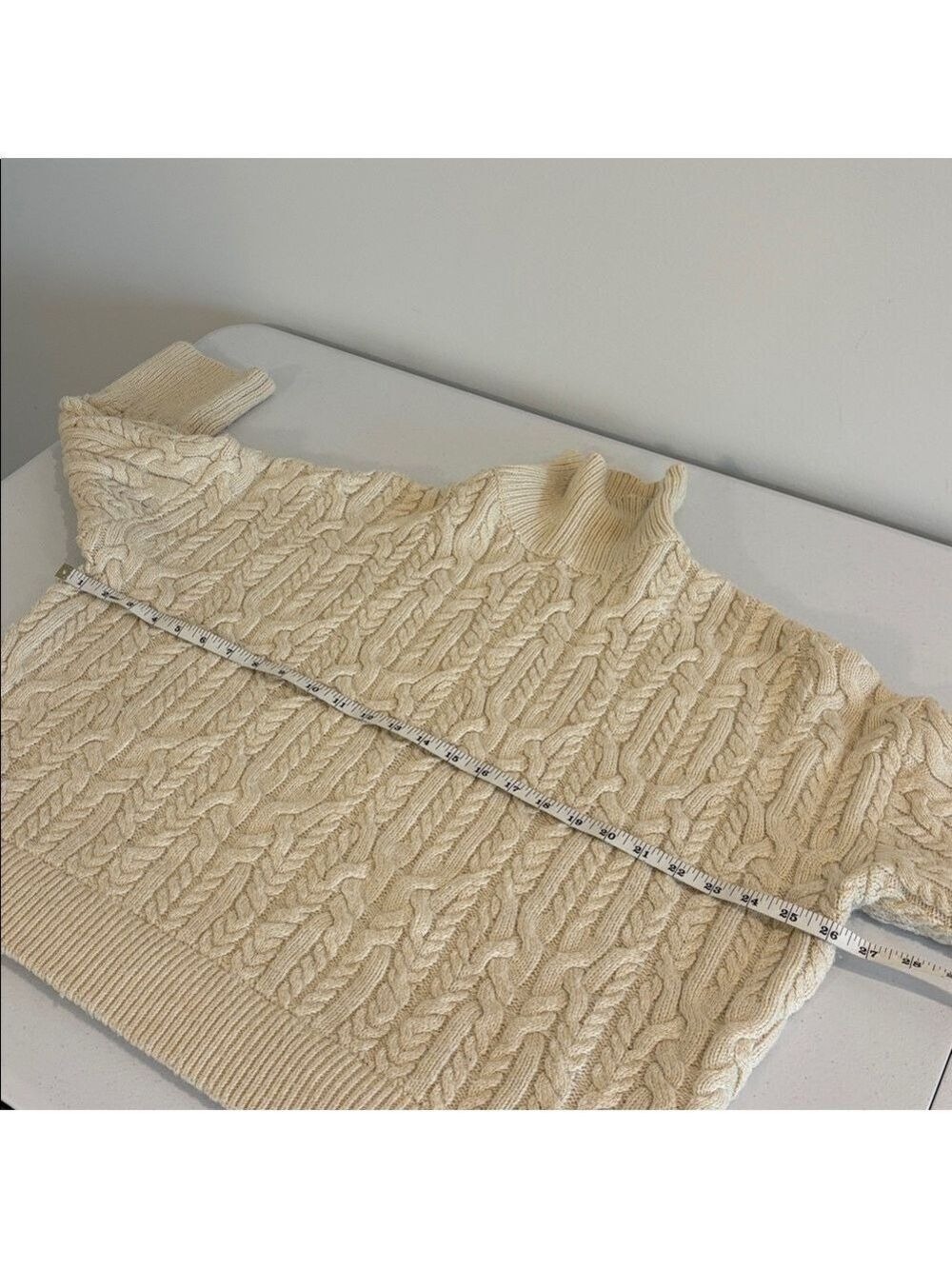 ZARA cable knit sweater When Harry Met Sally style ecru cream medium oversized - Picture 11 of 15